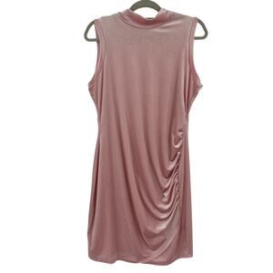 LOVE FIRE Velvet Dress Sz XL Pink Mock Neck Ruching Soft Girl Valentines Party